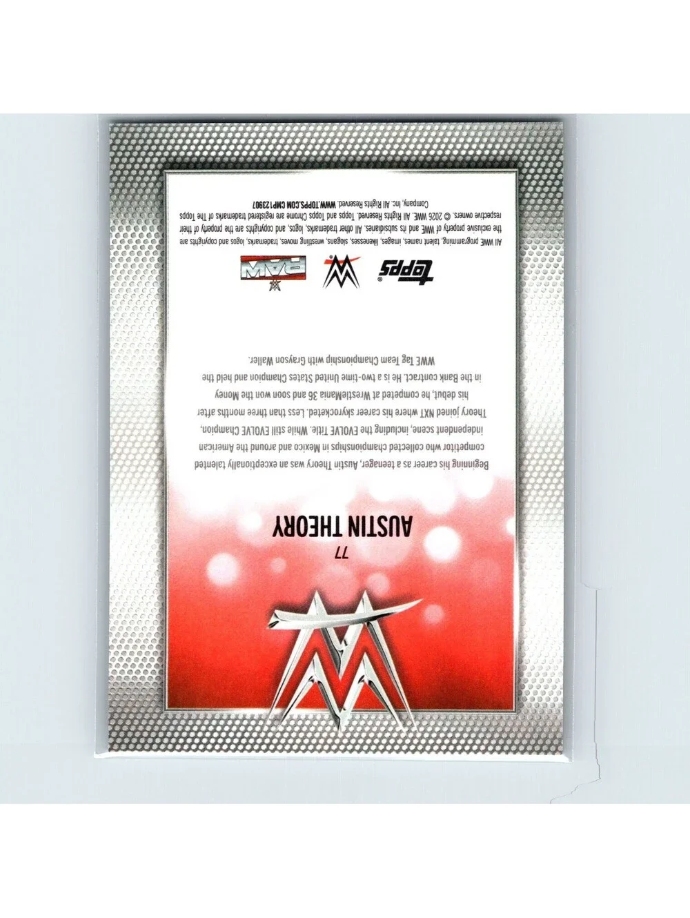 2026 Topps Chrome WWE Austin Theory #77 Gold Refractor #/50